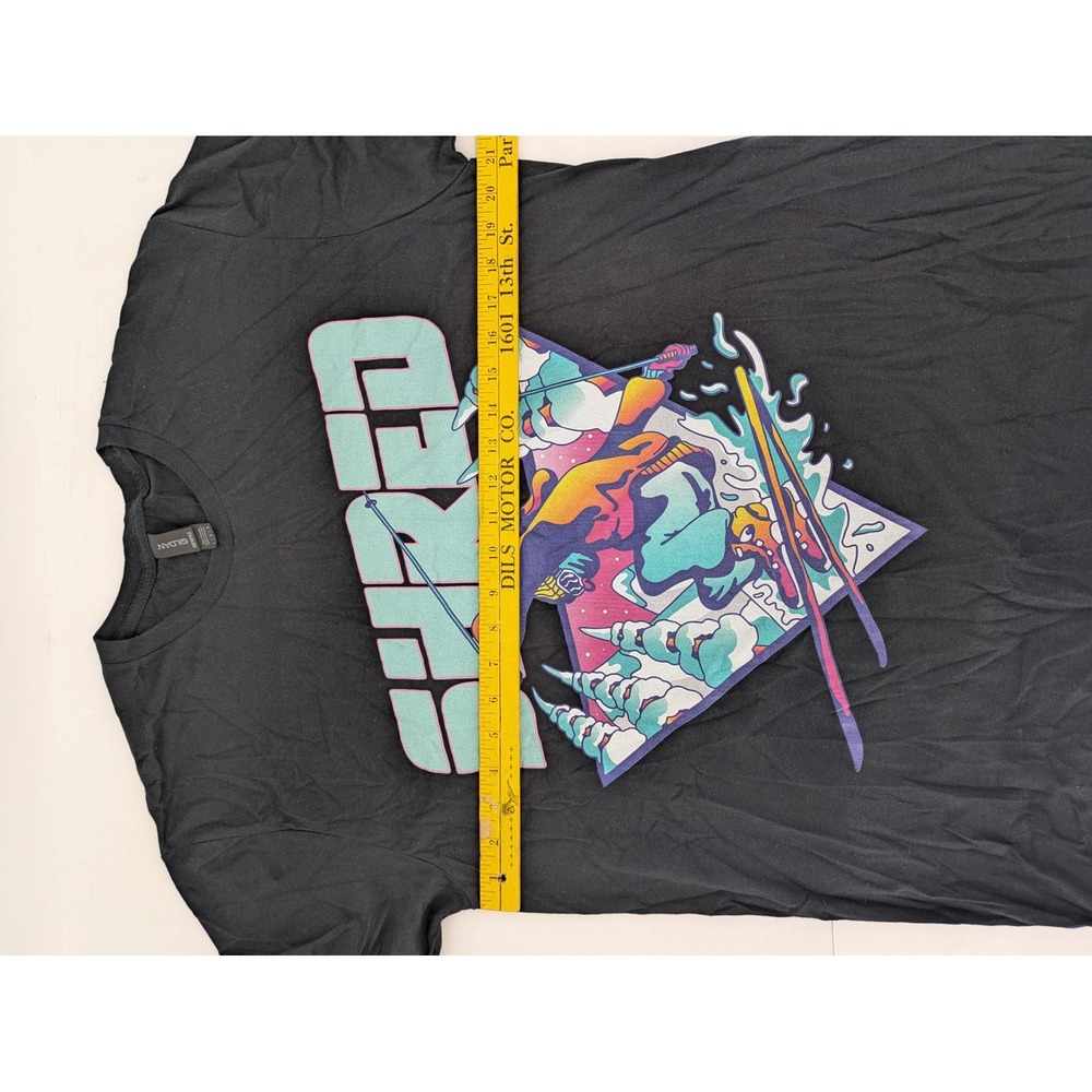Gildan‎ Softstyle Shred Graphic T-Shirt Mens Large Black Skiing Retro Skier Tee - Picture 4 of 9